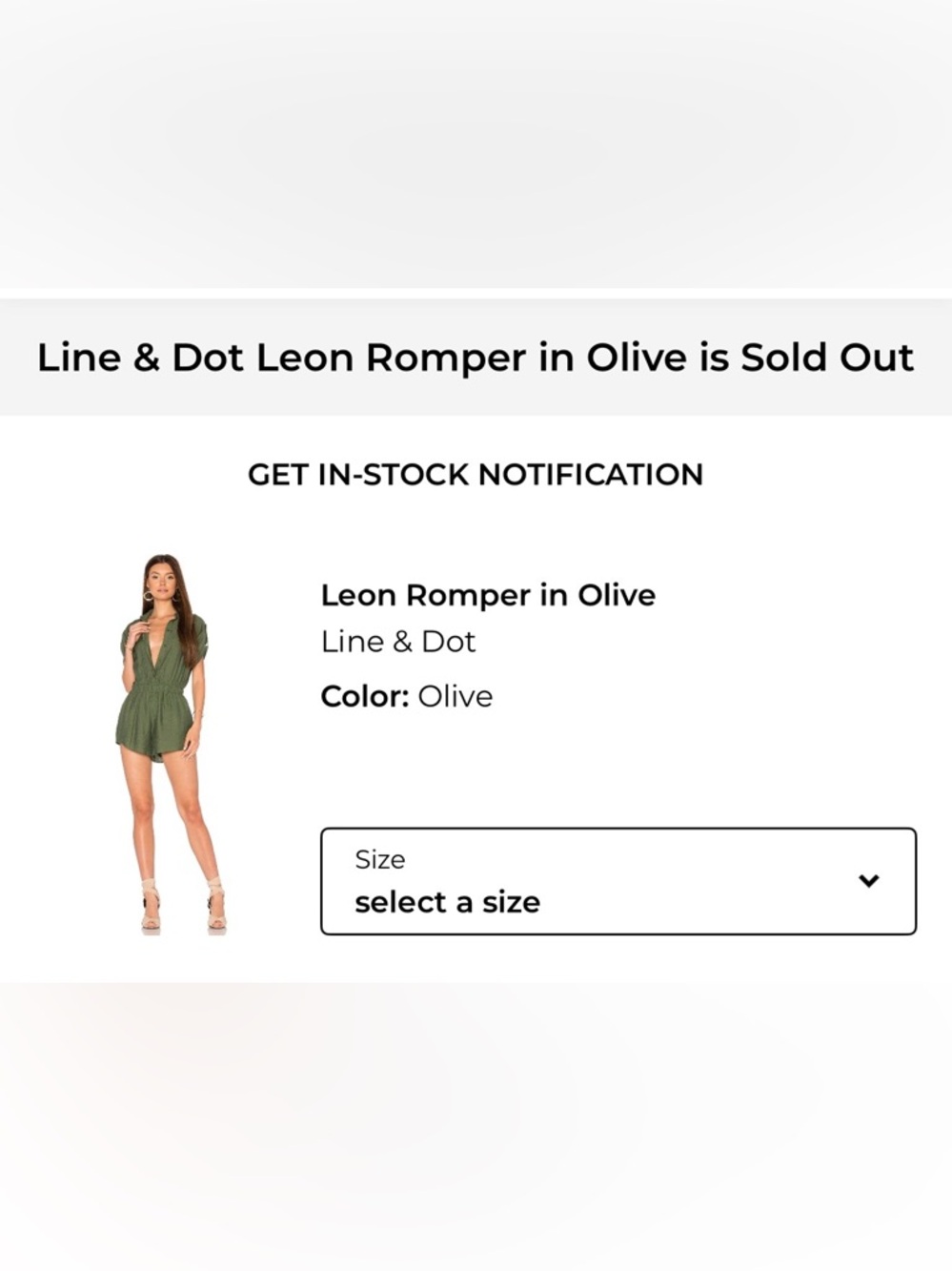 Line & Dot Olive Sleeveless Romper